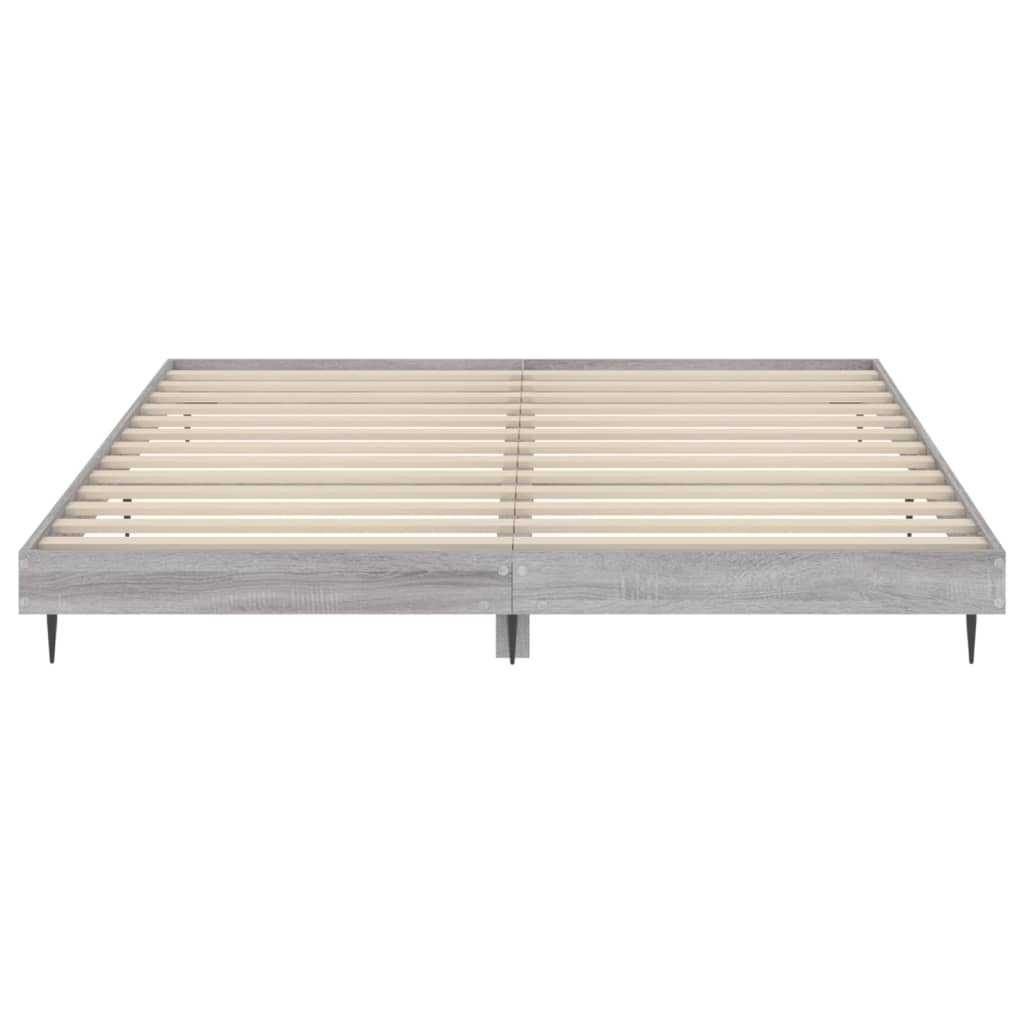 vidaXL Bed Frame Grey Sonoma 150x200 cm King Size Engineered Wood