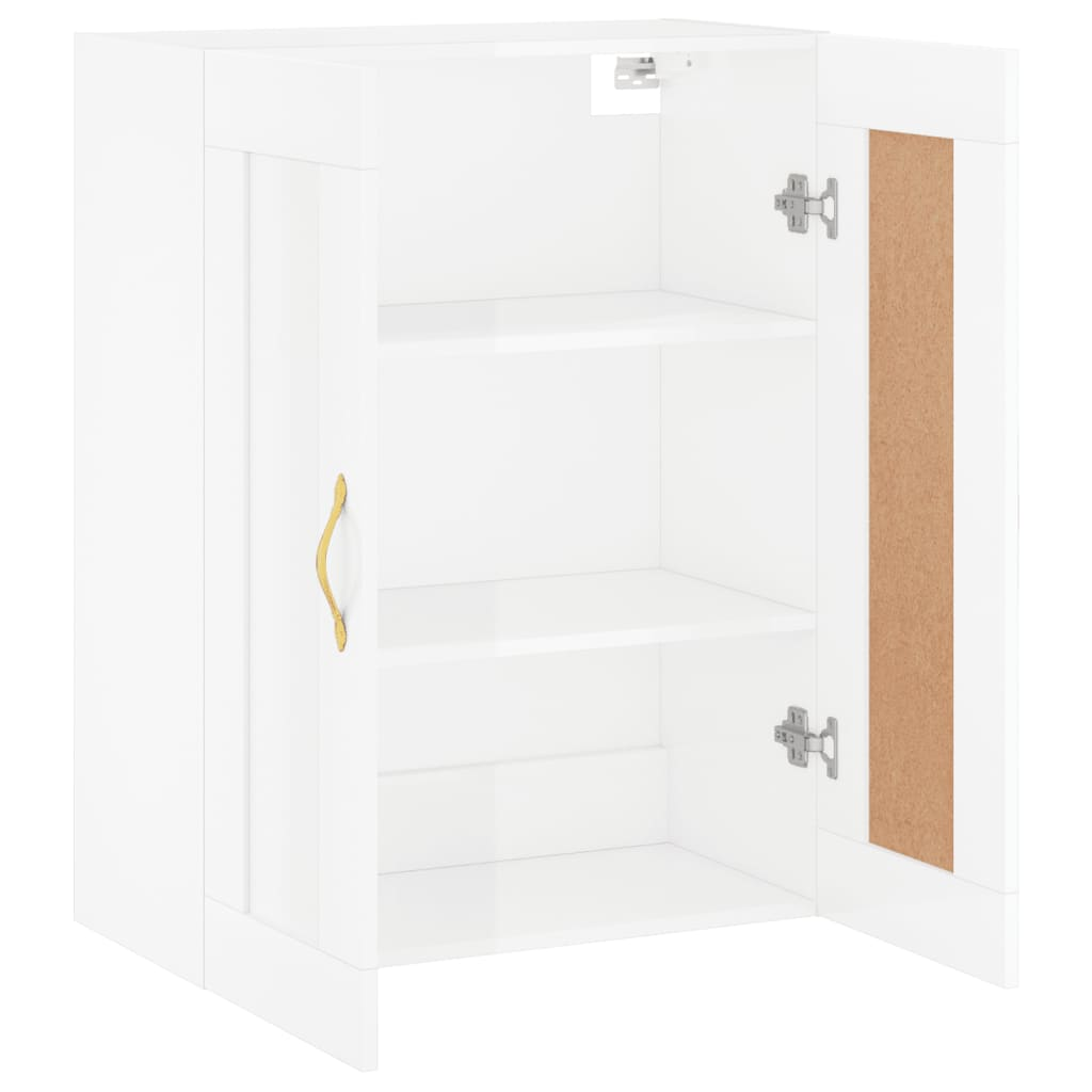 vidaXL Wall Mounted Cabinet High Gloss White 69.5x34x90 cm Engineered Wood