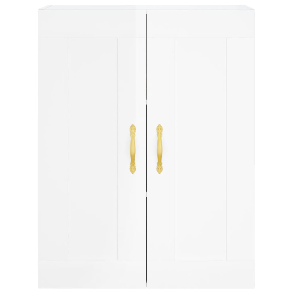 vidaXL Wall Mounted Cabinet High Gloss White 69.5x34x90 cm Engineered Wood