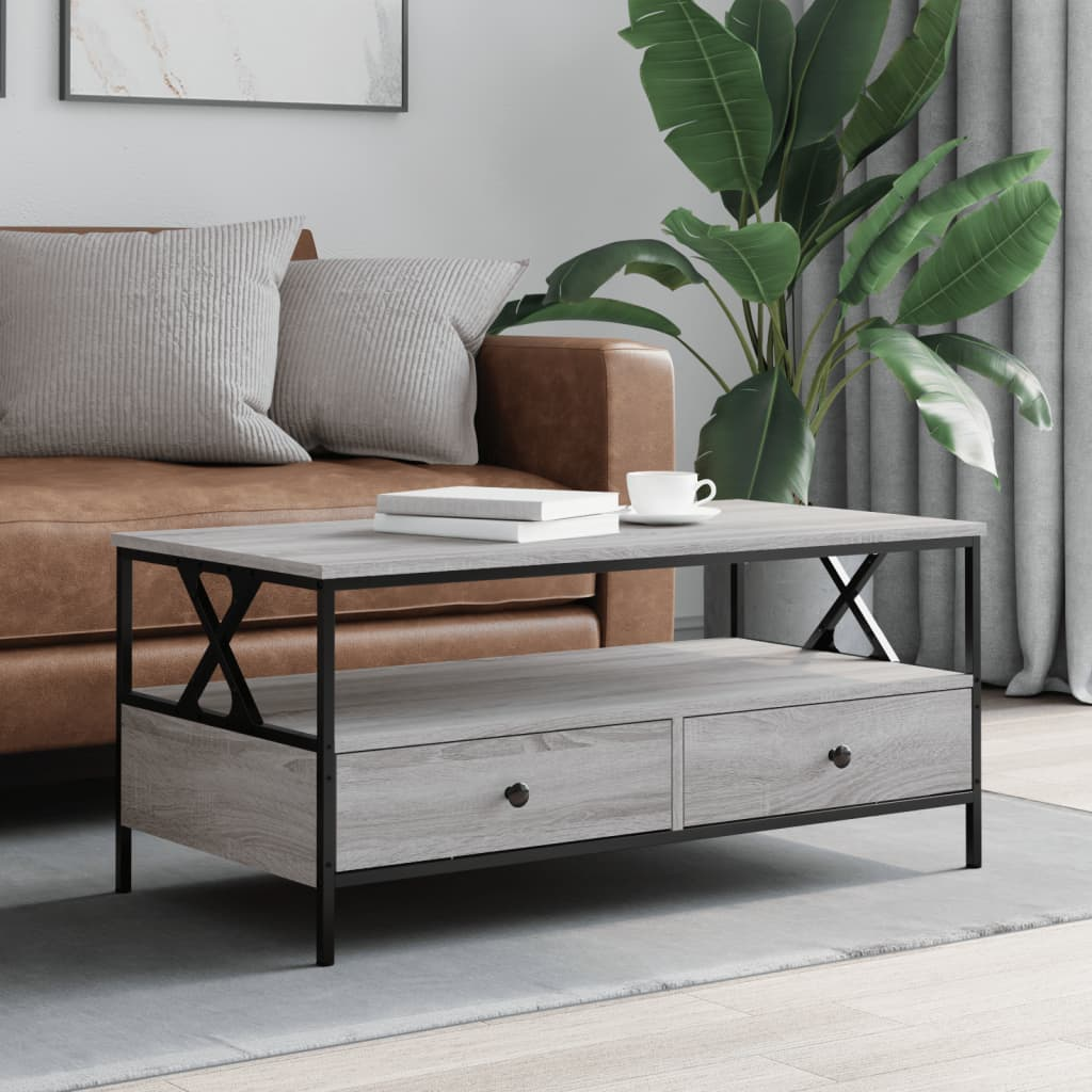 vidaXL Coffee Table Grey Sonoma 100x51x45 cm Engineered Wood