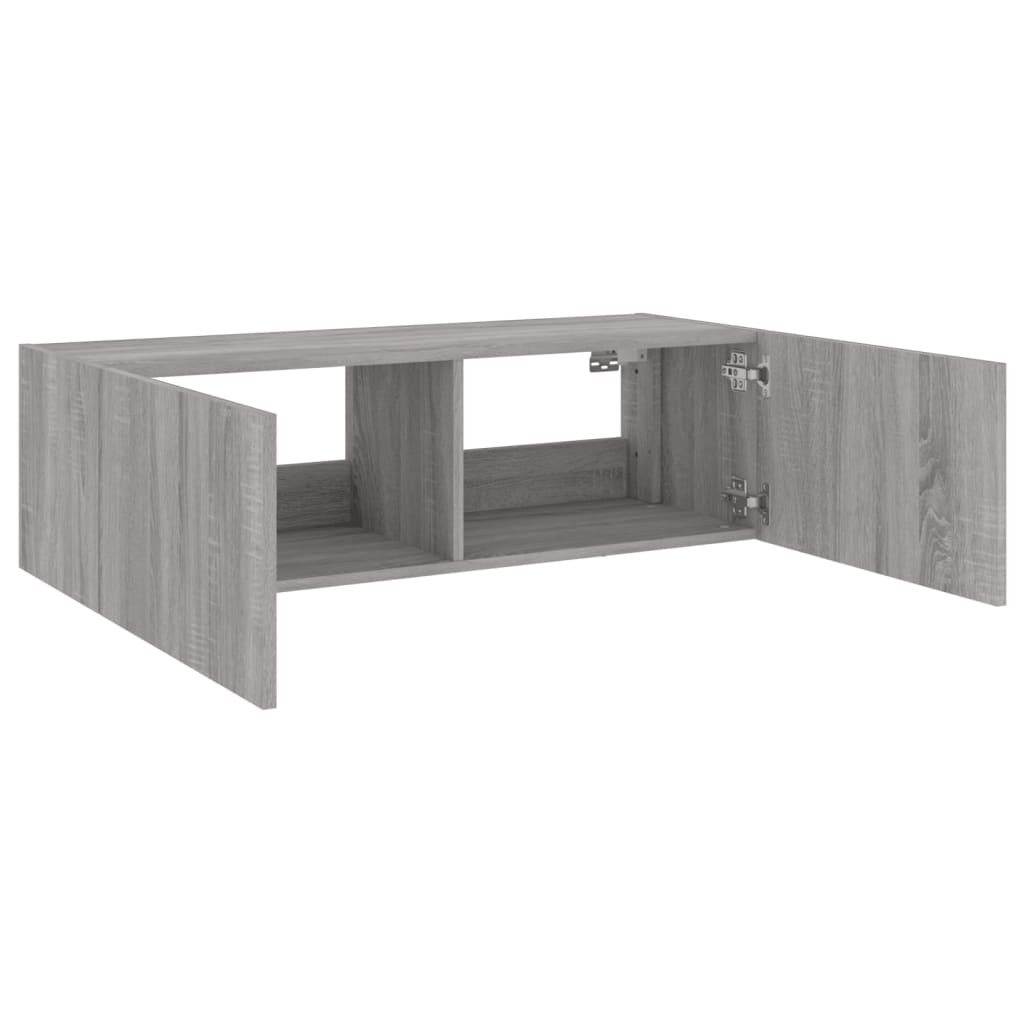 vidaXL TV Wall Cabinet with LED Lights Grey Sonoma 100x35x31 cm