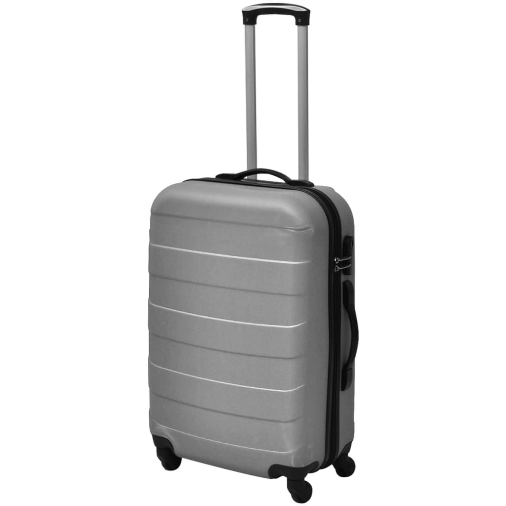 vidaXL Three Piece Hardcase Trolley Set Silver 45.5/55/66 cm