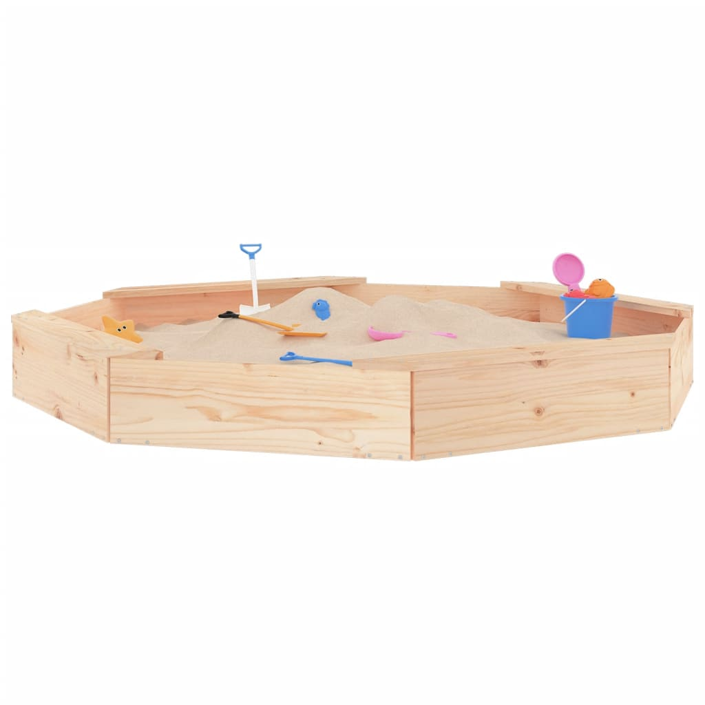 vidaXL Sandbox with Seats Octagon Solid Wood Pine