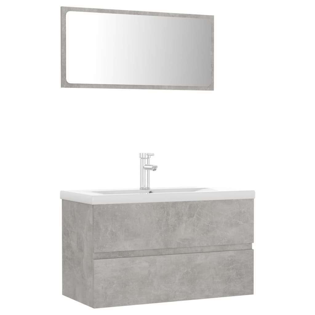 vidaXL Bathroom Furniture Set Concrete Grey Engineered Wood