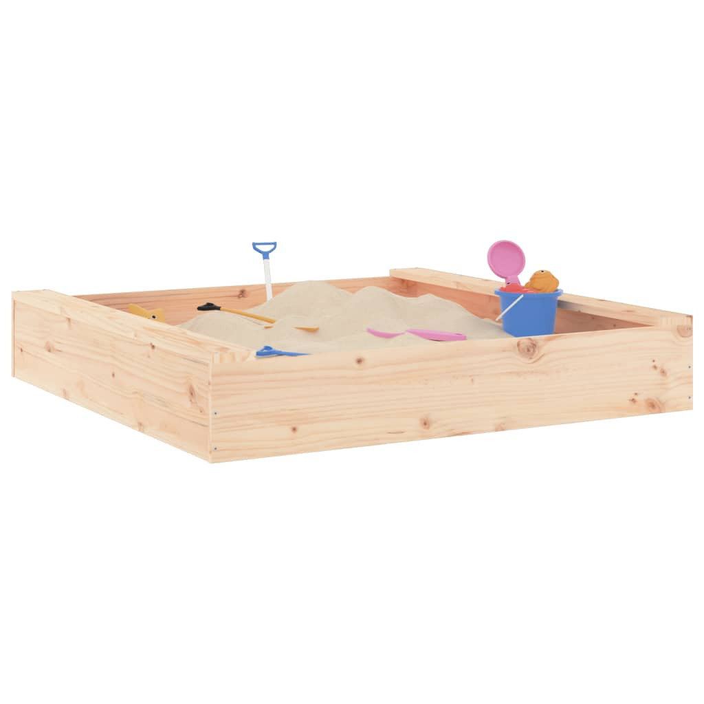 vidaXL Sandbox with Seats Square Solid Wood Pine