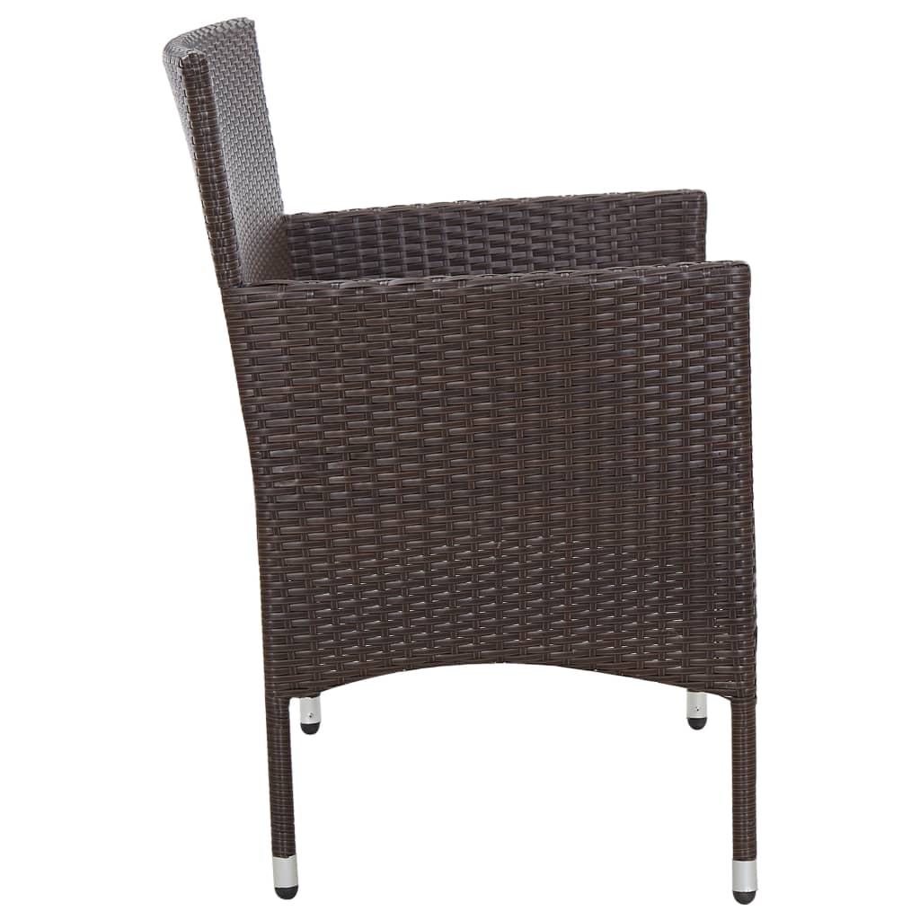 vidaXL Garden Bench with Cushion Poly Rattan Brown