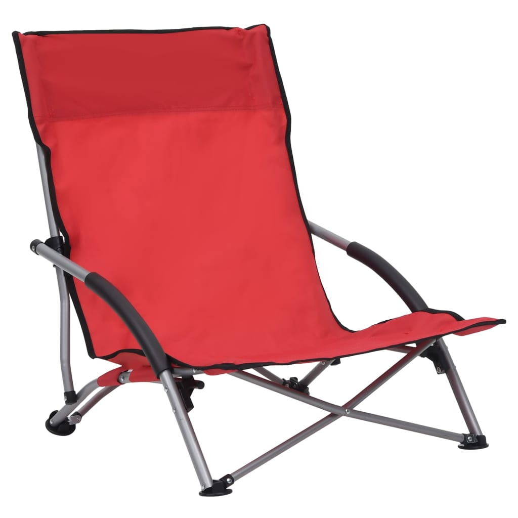 vidaXL Folding Beach Chairs 2 pcs Red Fabric