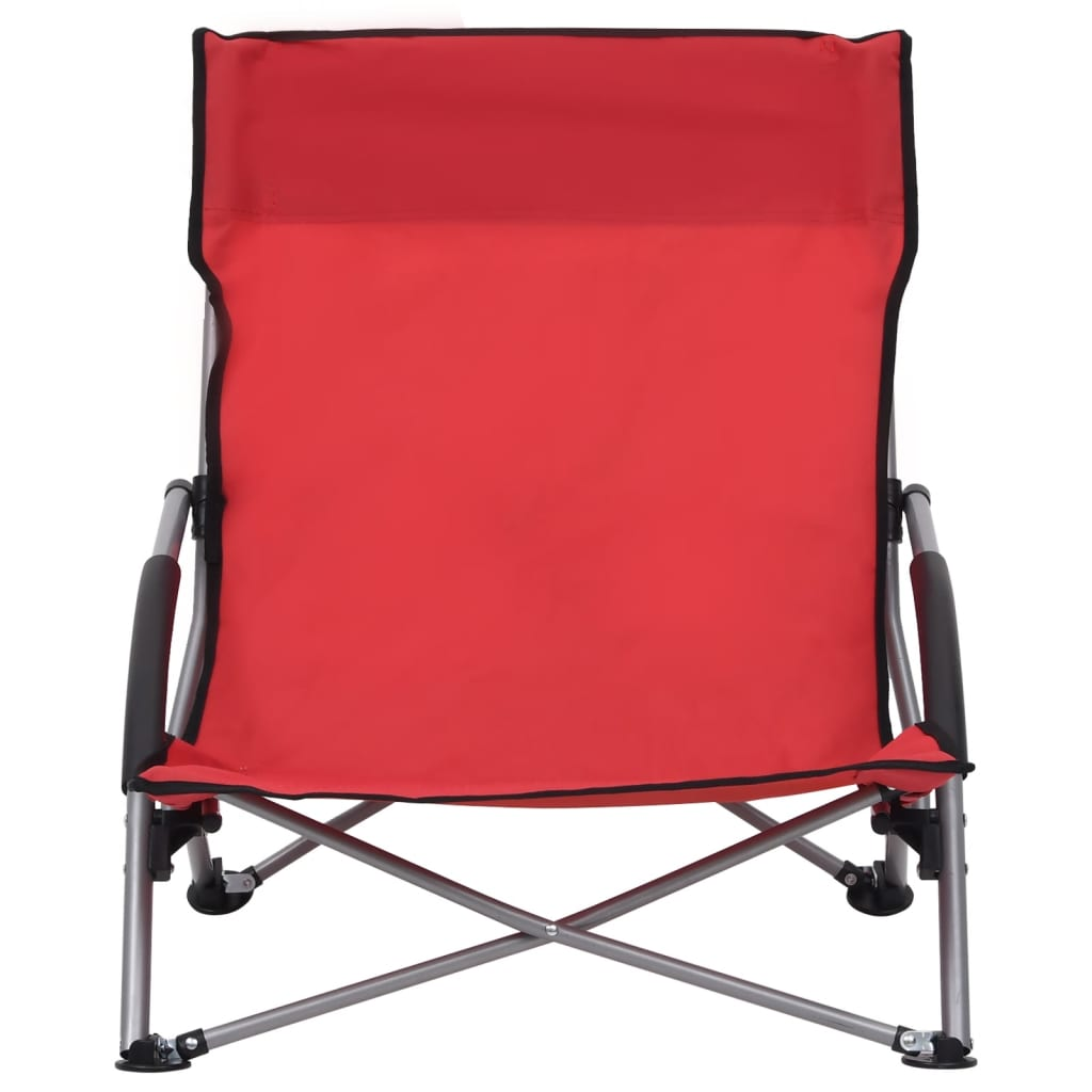 vidaXL Folding Beach Chairs 2 pcs Red Fabric