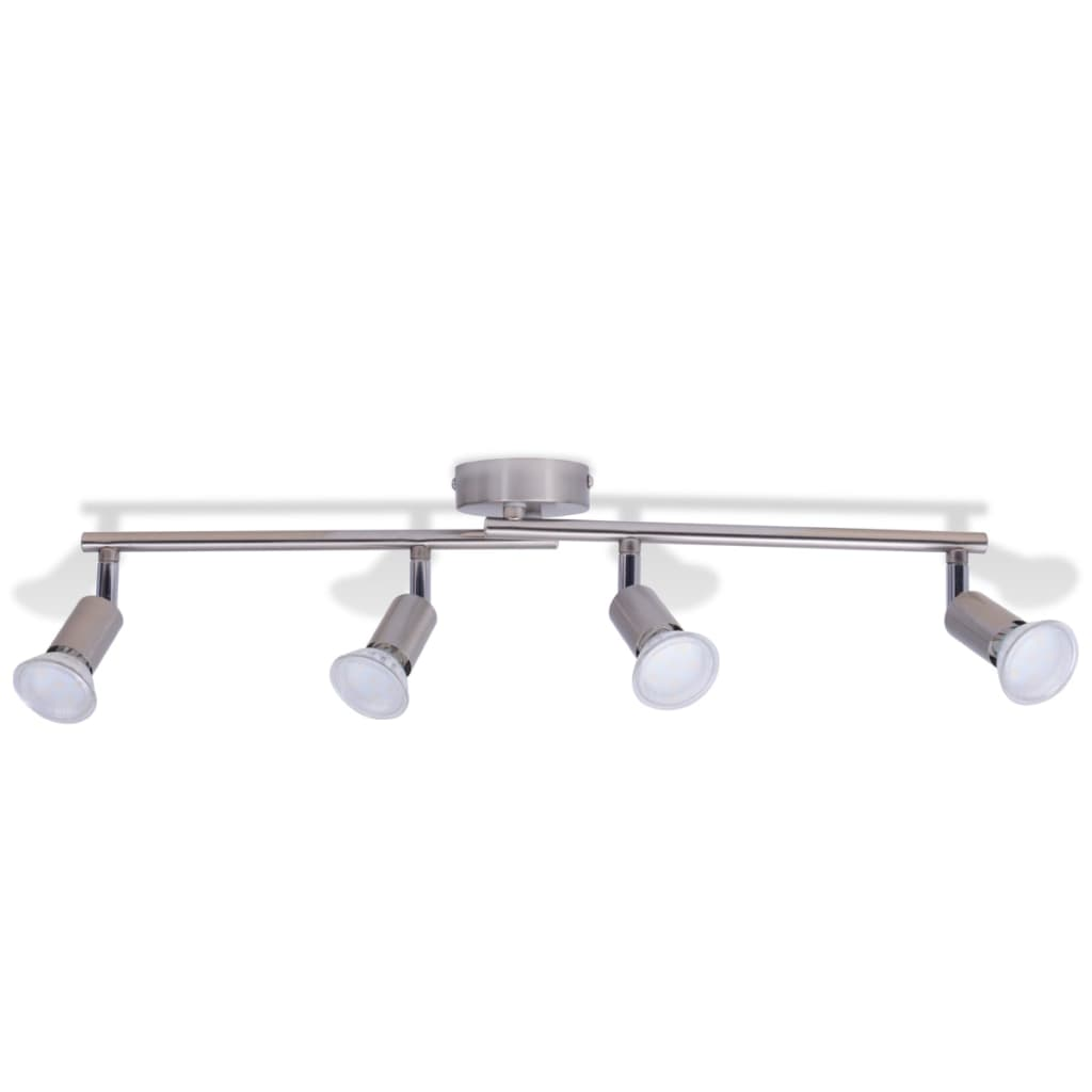 vidaXL Ceiling Lamp with 4 LED Spotlights Satin Nickel