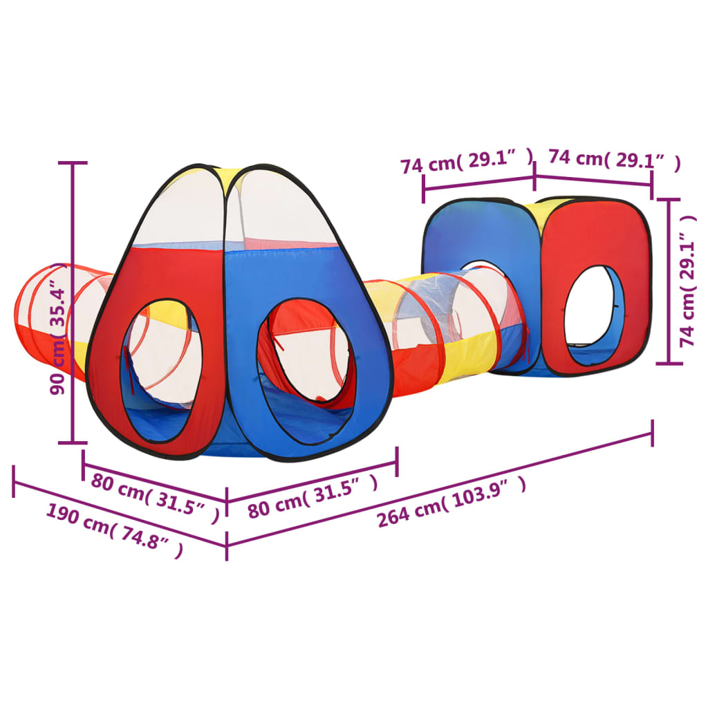 vidaXL Children Play Tent Multicolour 190x264x90 cm