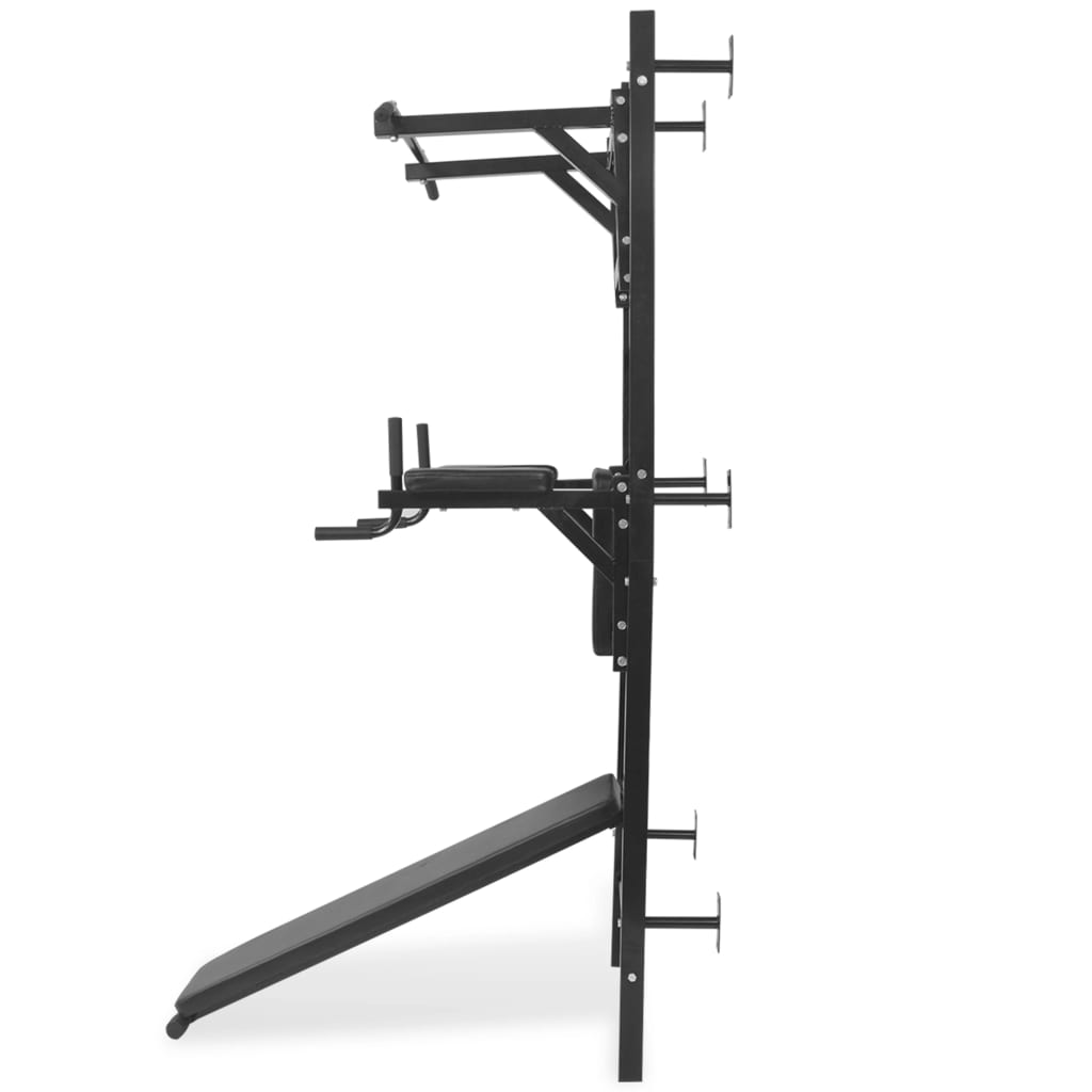 vidaXL Wall-mounted Multi-functional Fitness Power Tower Black