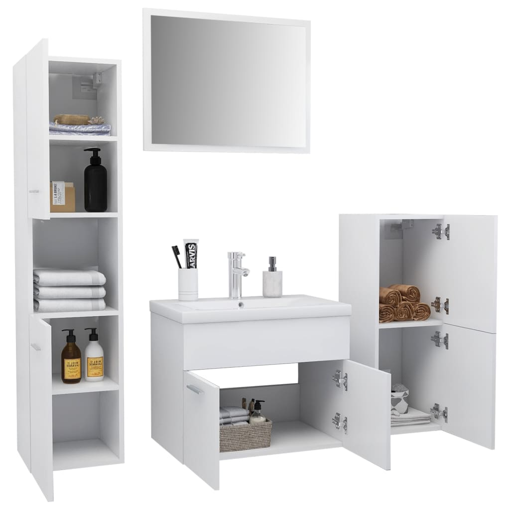 vidaXL Bathroom Furniture Set White Engineered Wood