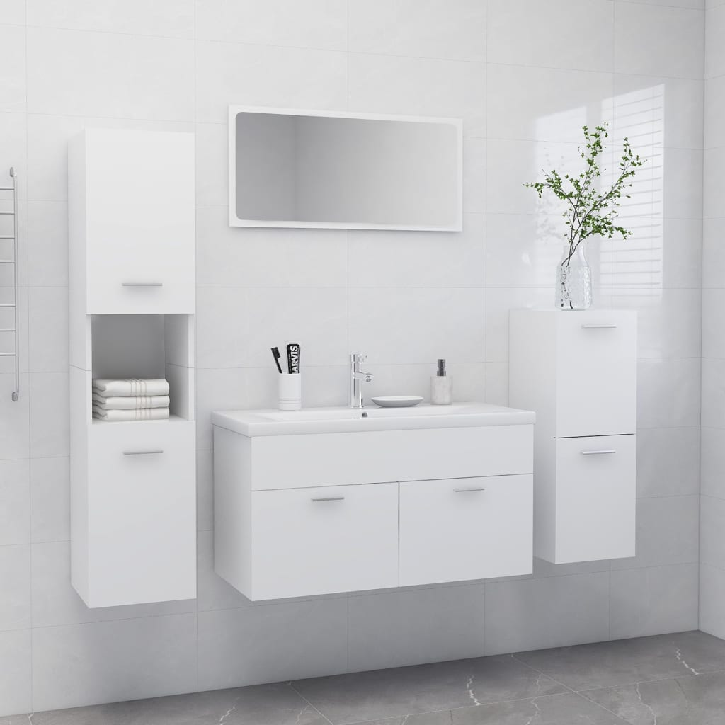 vidaXL Bathroom Furniture Set White Engineered Wood