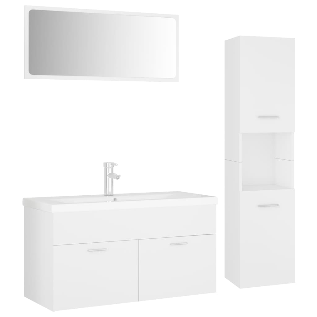 vidaXL Bathroom Furniture Set White Engineered Wood