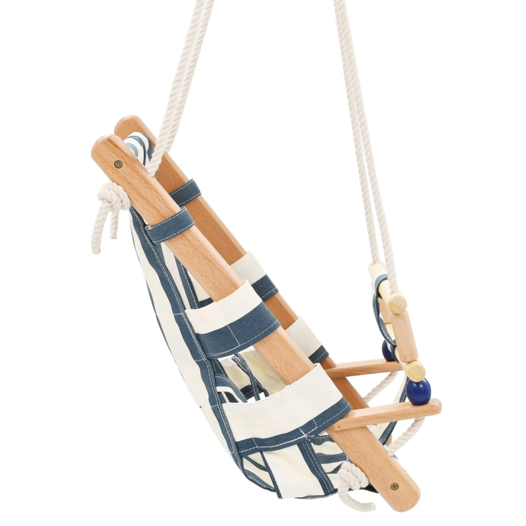 vidaXL Baby Swing with Safety Belt Cotton Wood Blue