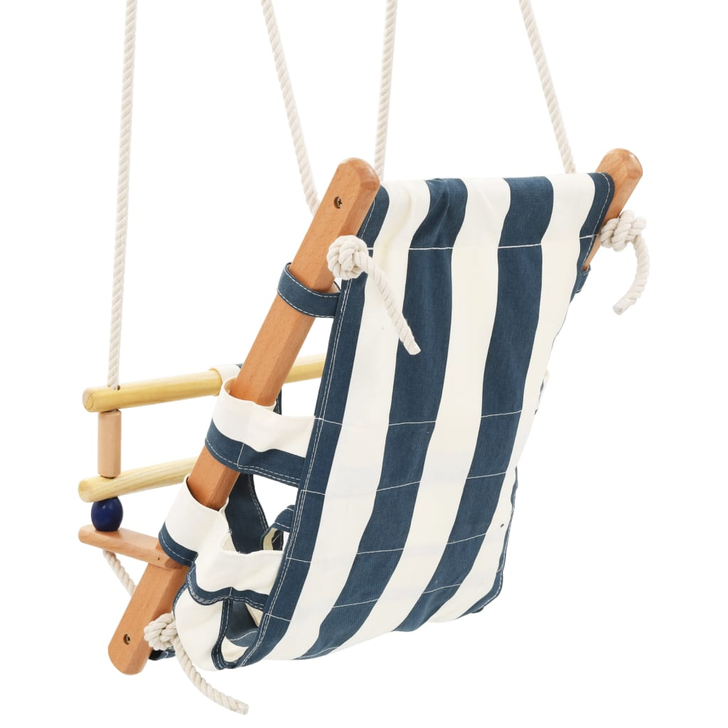 vidaXL Baby Swing with Safety Belt Cotton Wood Blue