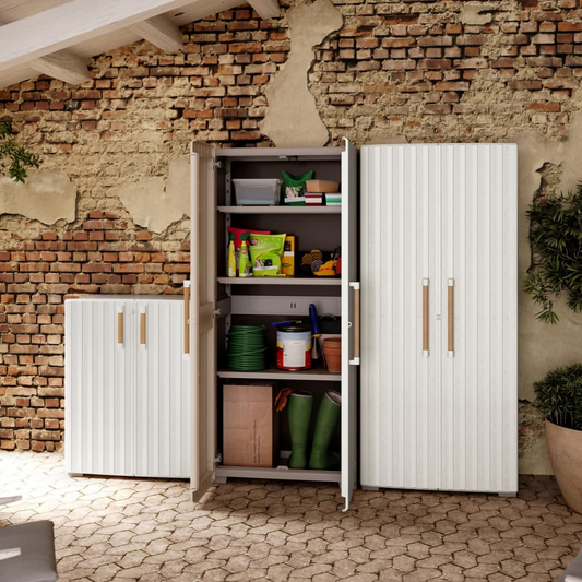 Keter Low Storage Cabinet Groove Beige and Sand