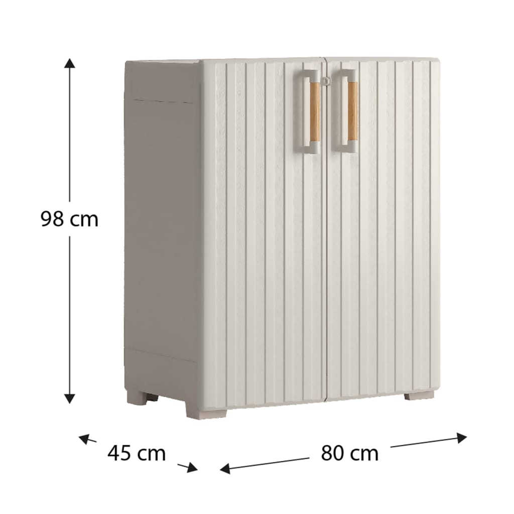 Keter Low Storage Cabinet Groove Beige and Sand