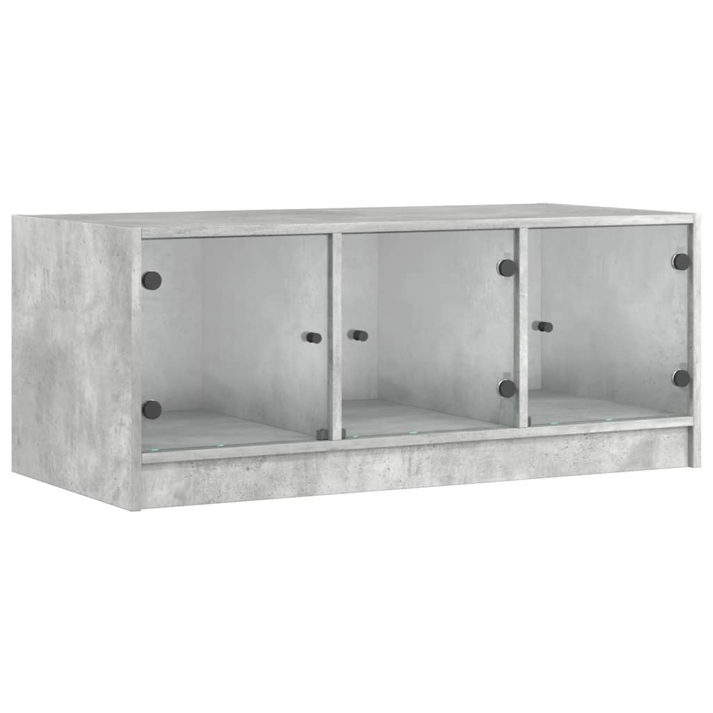 vidaXL Coffee Table with Glass Doors Concrete Grey 102x50x42 cm