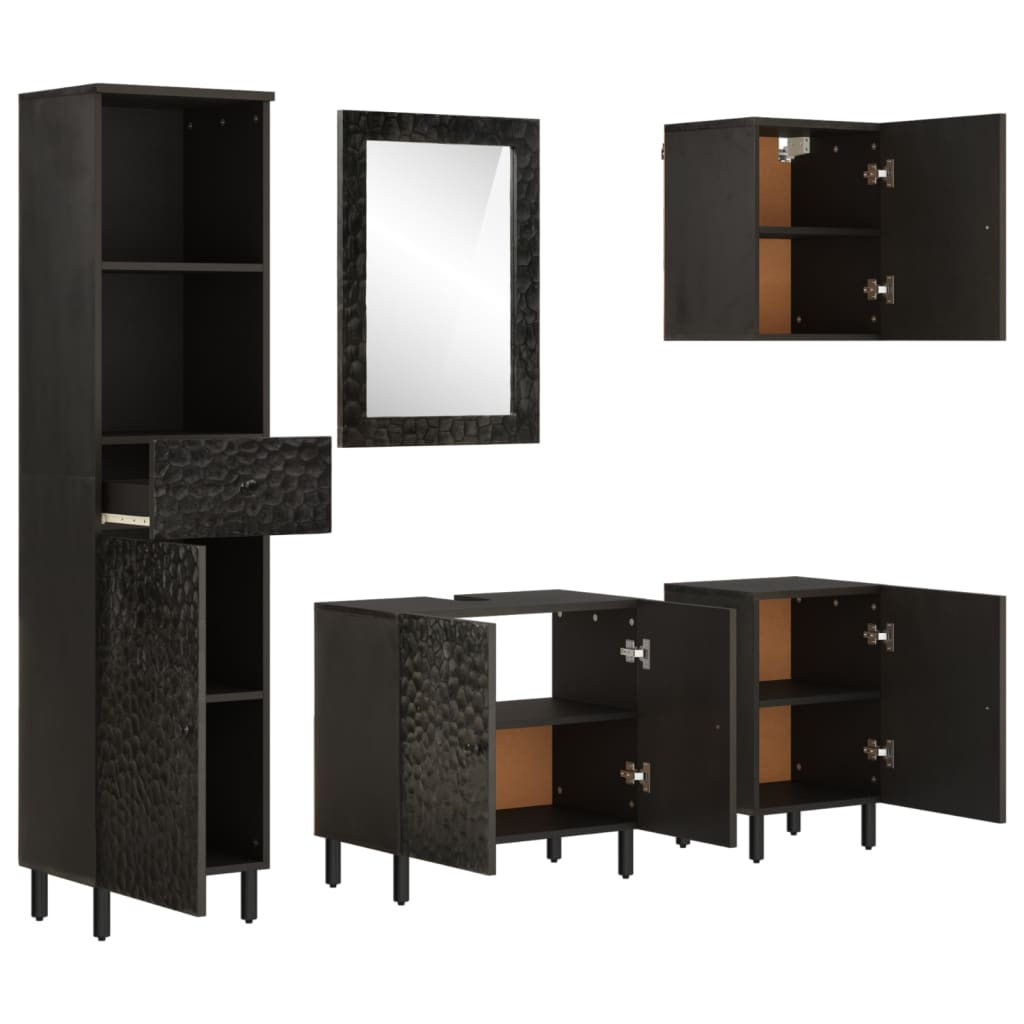 vidaXL 5 Piece Bathroom Cabinet Set Solid Wood Mango