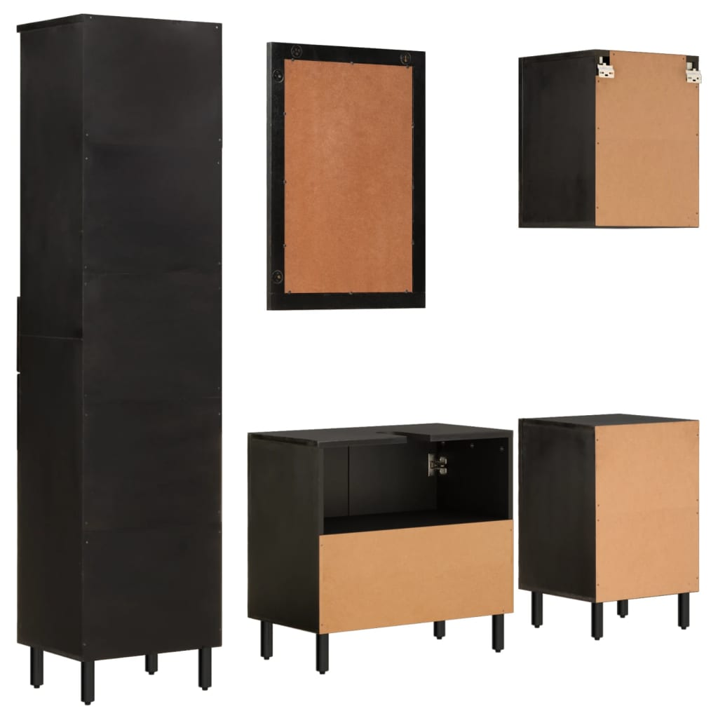 vidaXL 5 Piece Bathroom Cabinet Set Solid Wood Mango