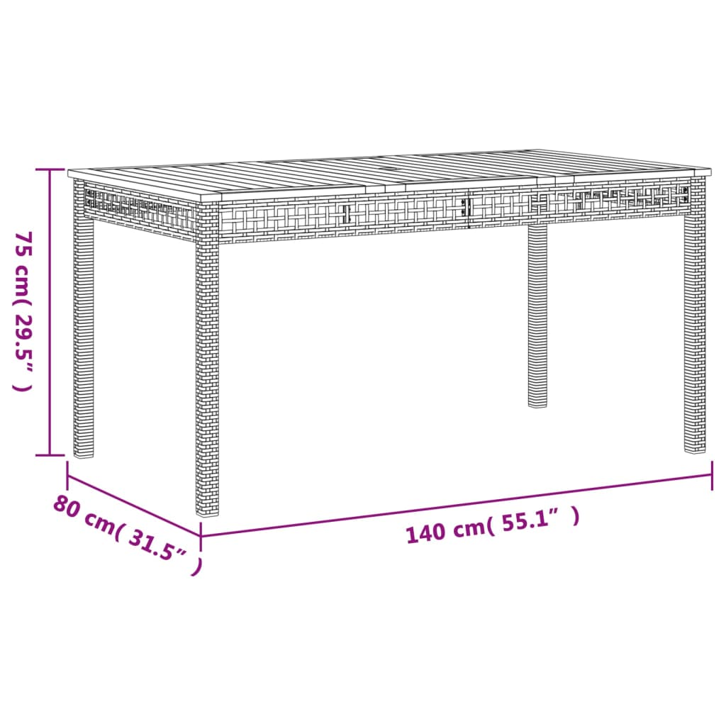 vidaXL 5 Piece Garden Dining Set with Cushions Beige Poly Rattan