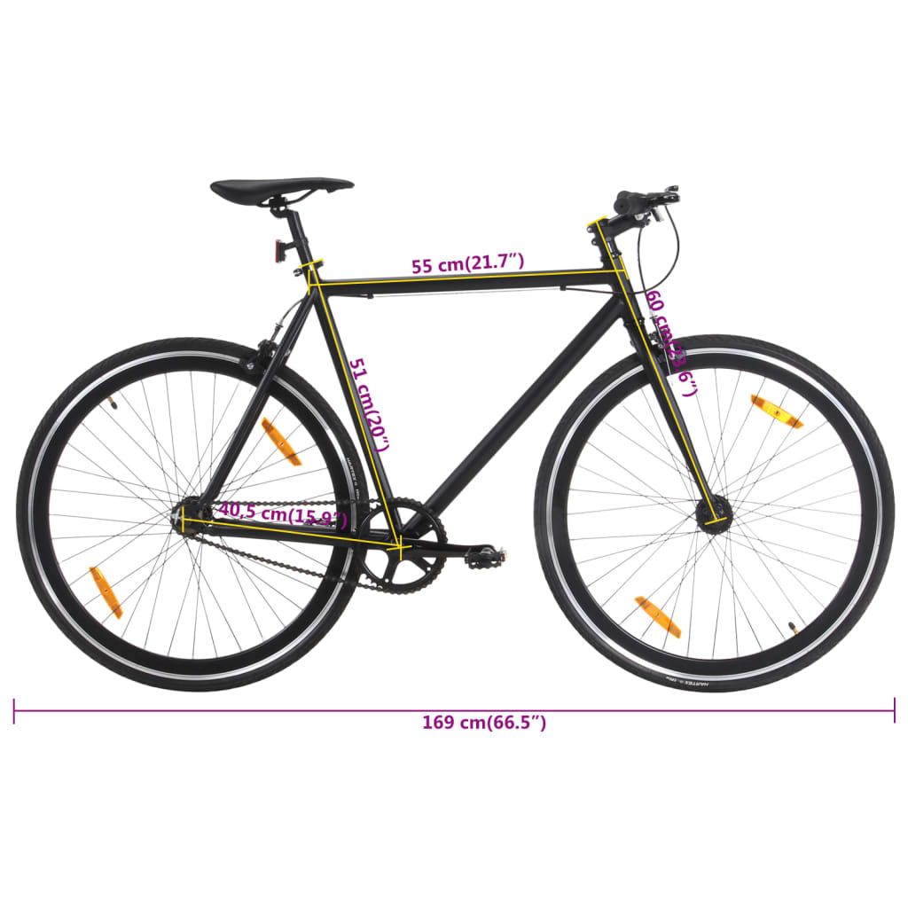 vidaXL Fixed Gear Bike Black 700c 51 cm