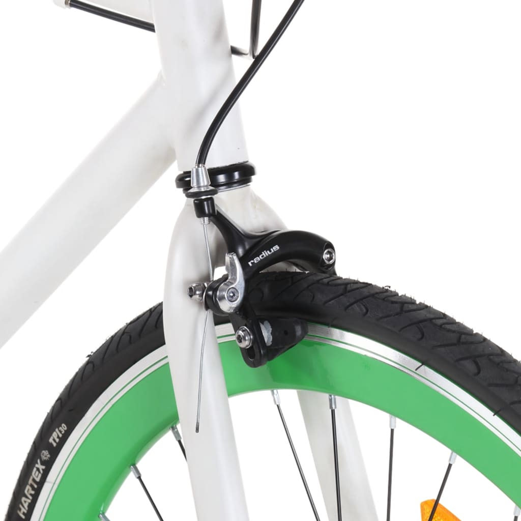 vidaXL Fixed Gear Bike White and Green 700c 55 cm