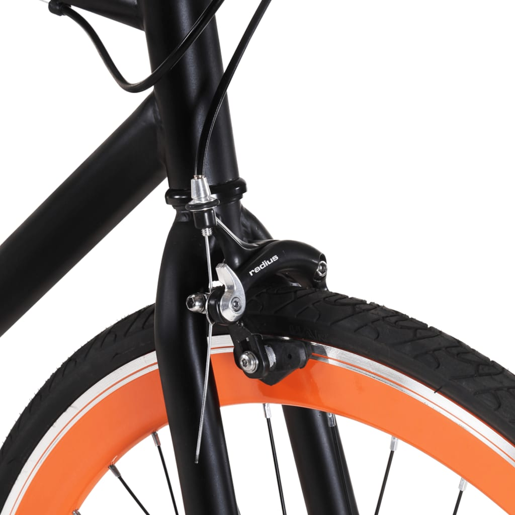 vidaXL Fixed Gear Bike Black and Orange 700c 55 cm