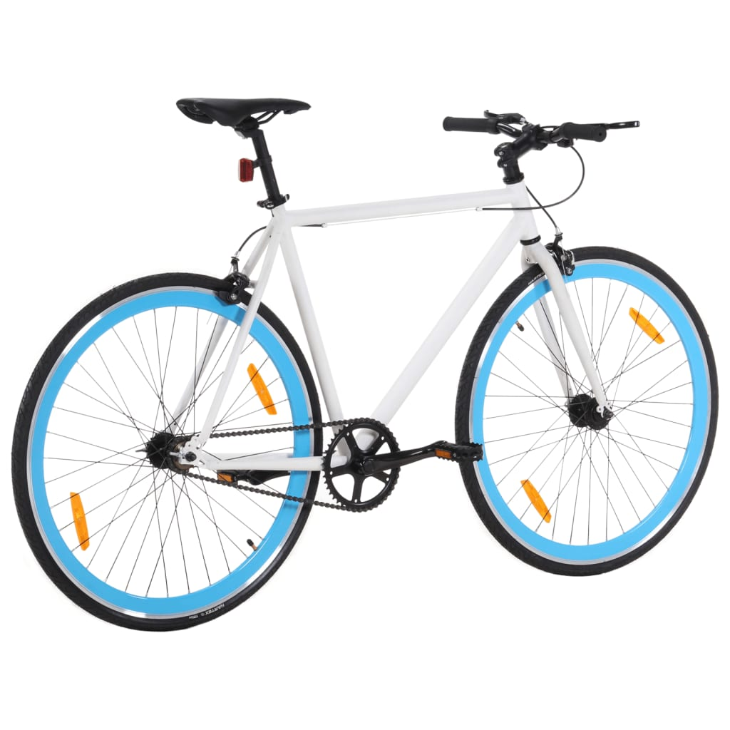 vidaXL Fixed Gear Bike White and Blue 700c 55 cm