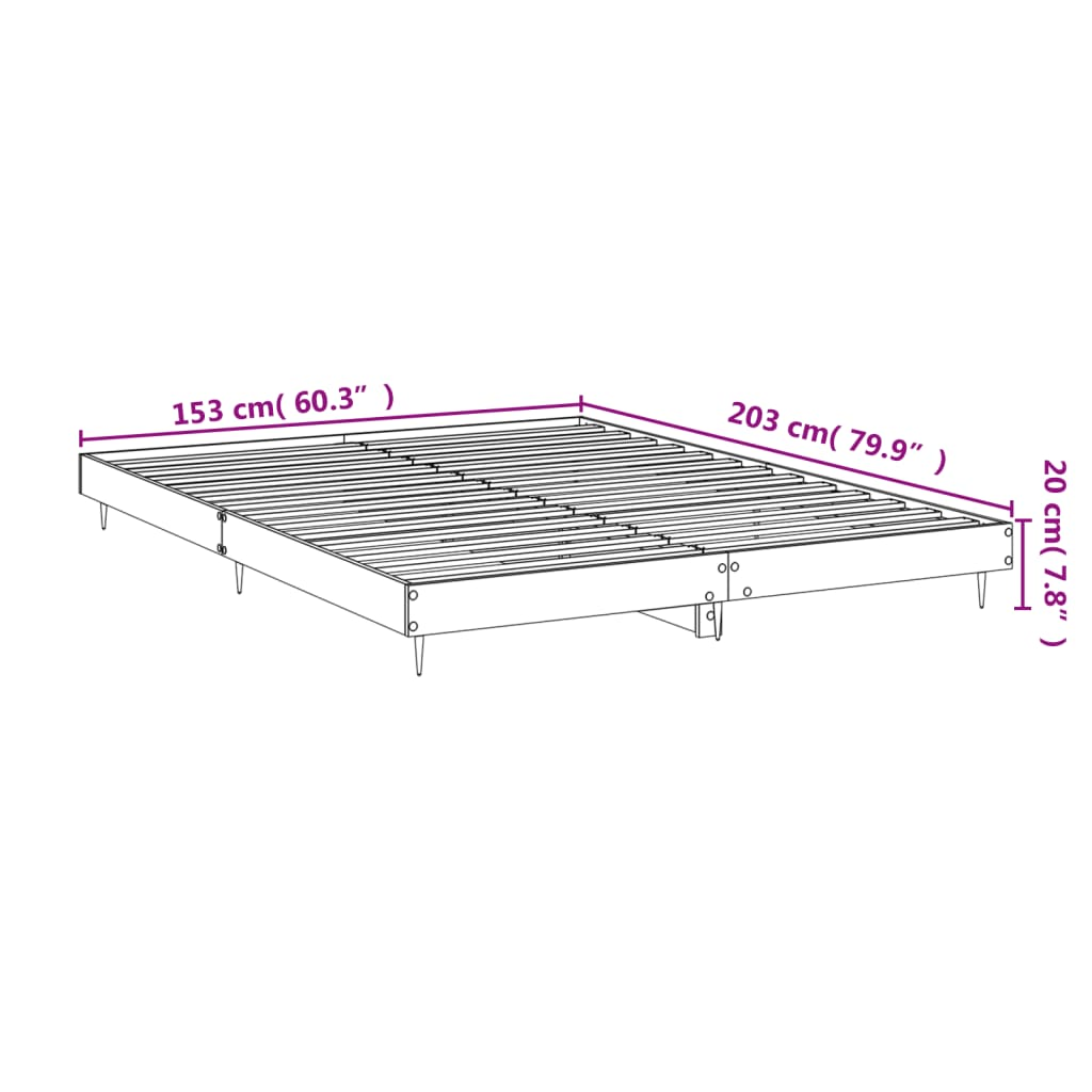 vidaXL Bed Frame Grey Sonoma 150x200 cm King Size Engineered Wood